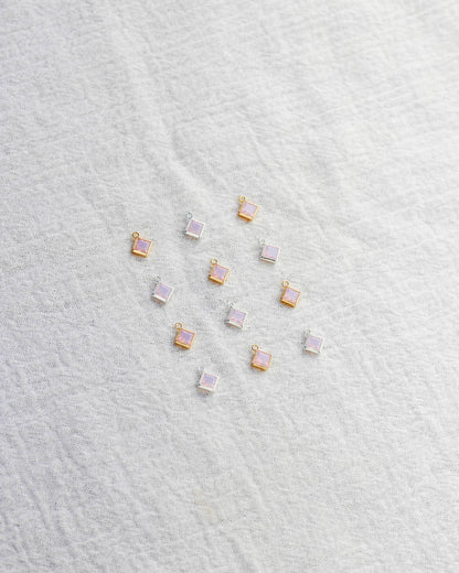 4mm Pink Opal Diamond Shaped Charm, CH257