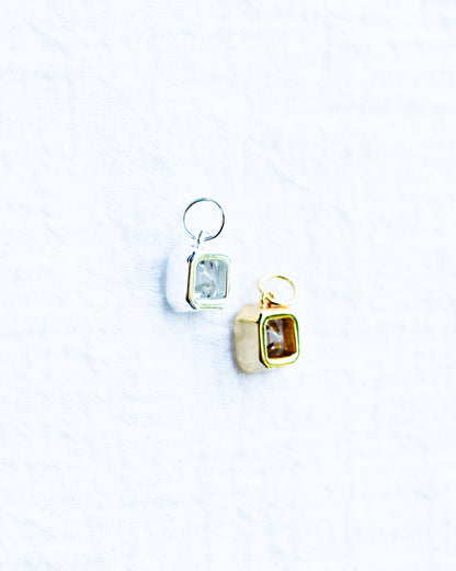 CZ Octagon Asscher Cut Charm, CH119