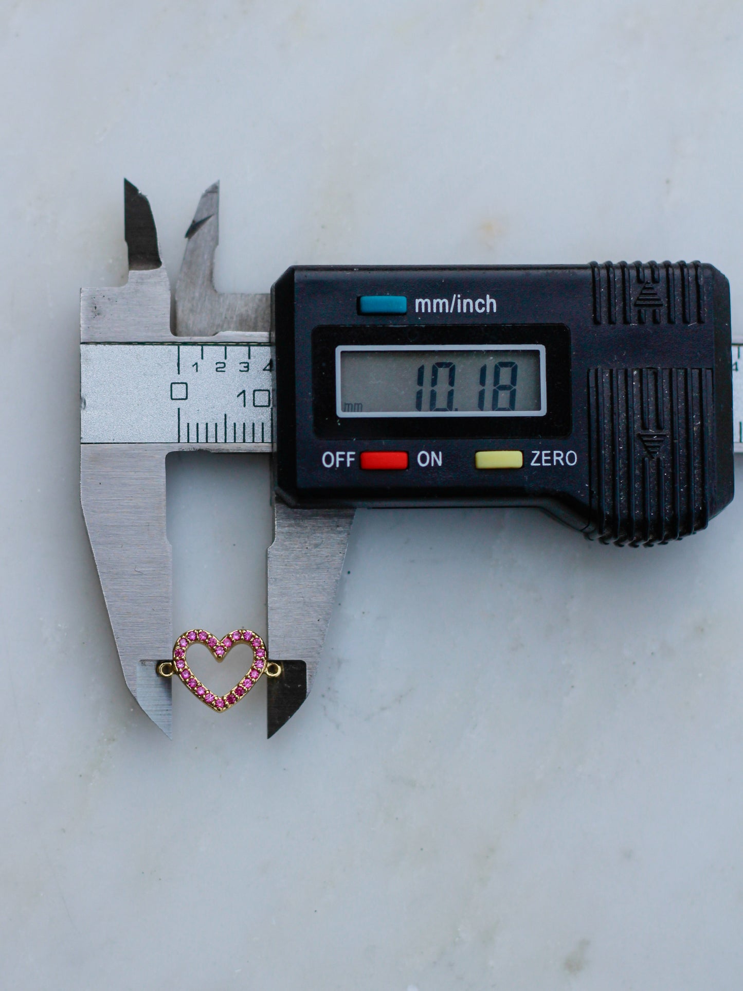 Ruby Corundum Pave Heart Connector, CN165