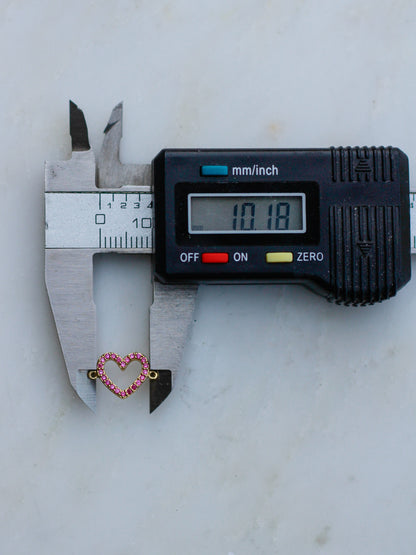 Ruby Corundum Pave Heart Connector, CN165