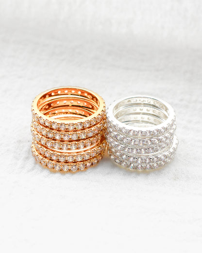 Cubic Zirconia Stacking Band Ring, R53