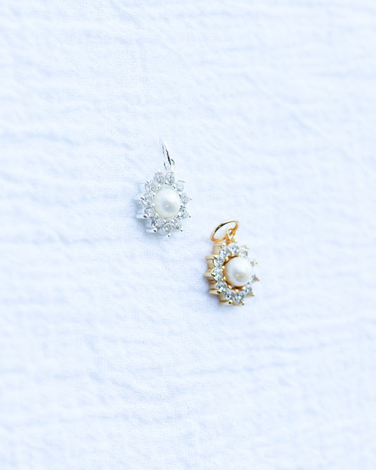 Freshwater White Pearl Potato Shape CZ Charm, CH122