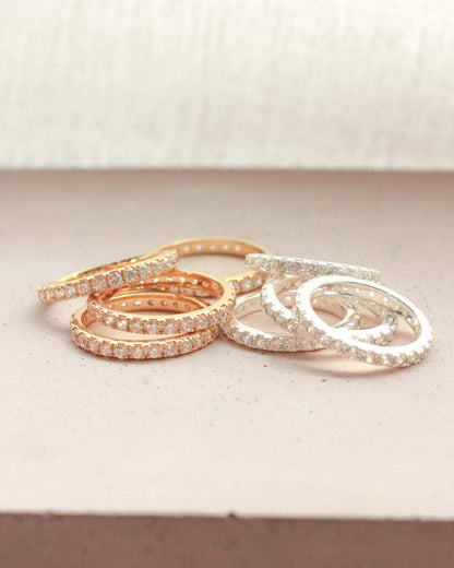 Cubic Zirconia Stacking Band Ring, R53