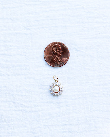 Freshwater White Pearl Potato Shape CZ Charm, CH122
