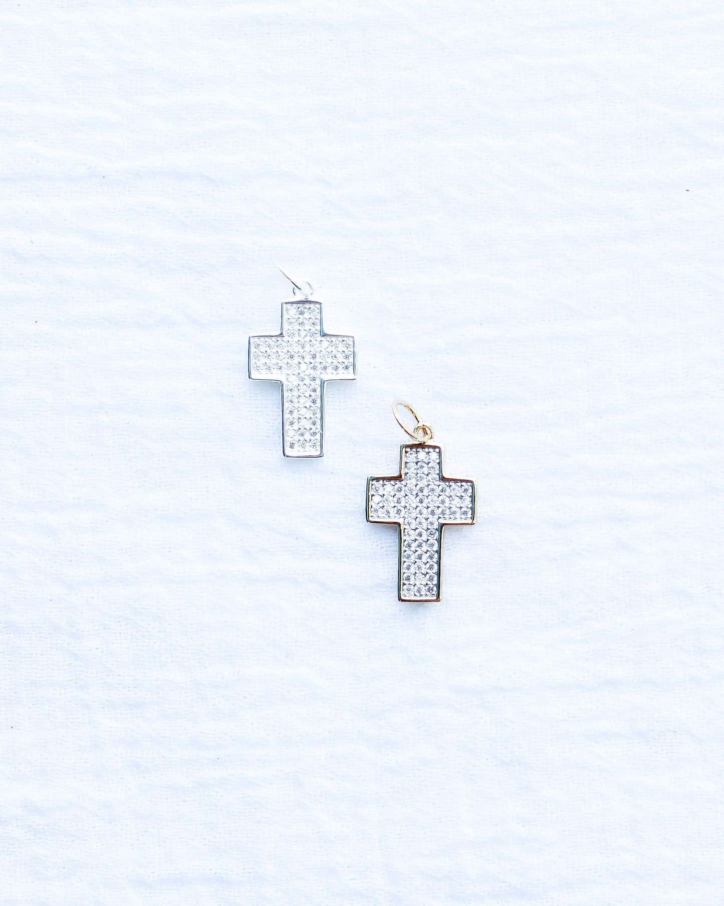 CZ Chunky Pave Cross Charm, CH123