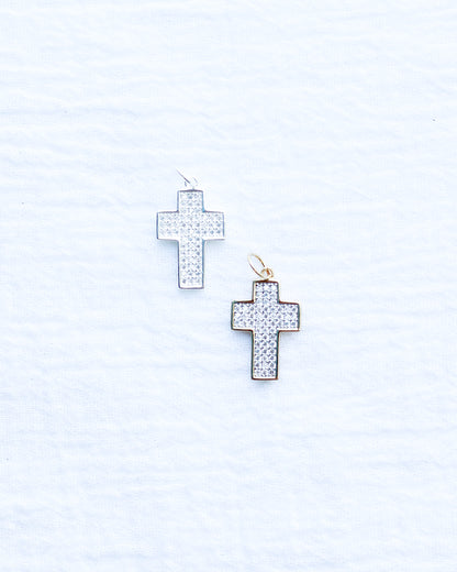 CZ Chunky Pave Cross Charm, CH123