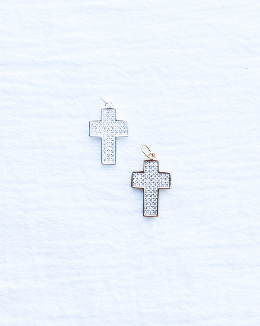 CZ Chunky Pave Cross Charm, CH123