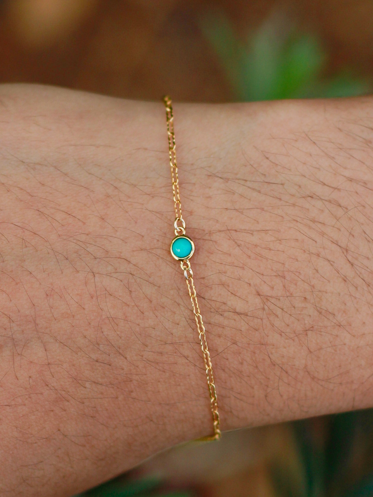 3mm Genuine Cabochon Turquoise Connector, CN175