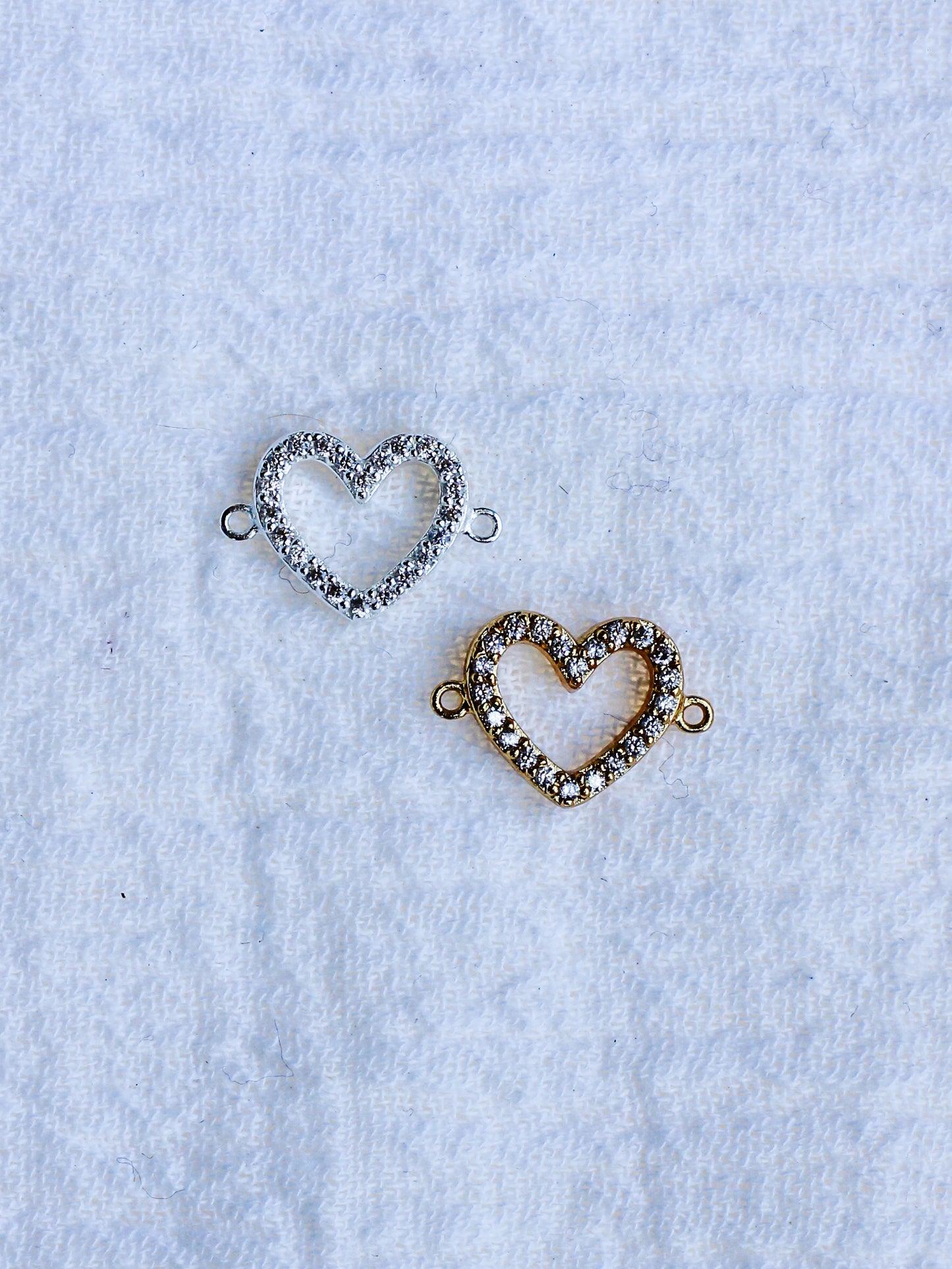 White CZ Heart Connector, CN164