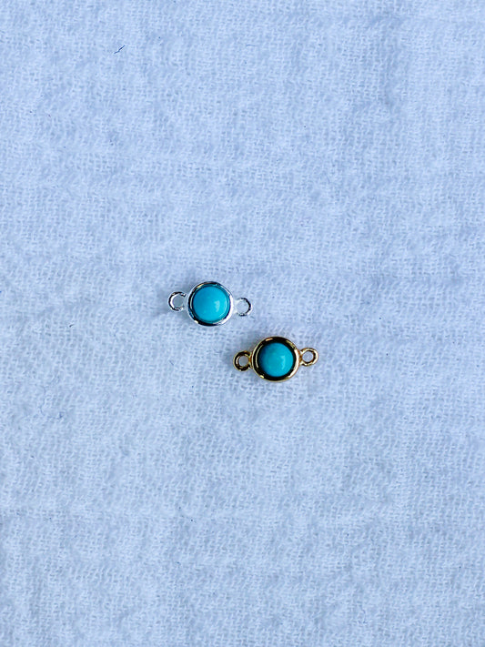 3mm Genuine Cabochon Turquoise Connector, CN175