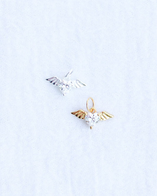 Angel Wings with CZ Heart Charm, CH112