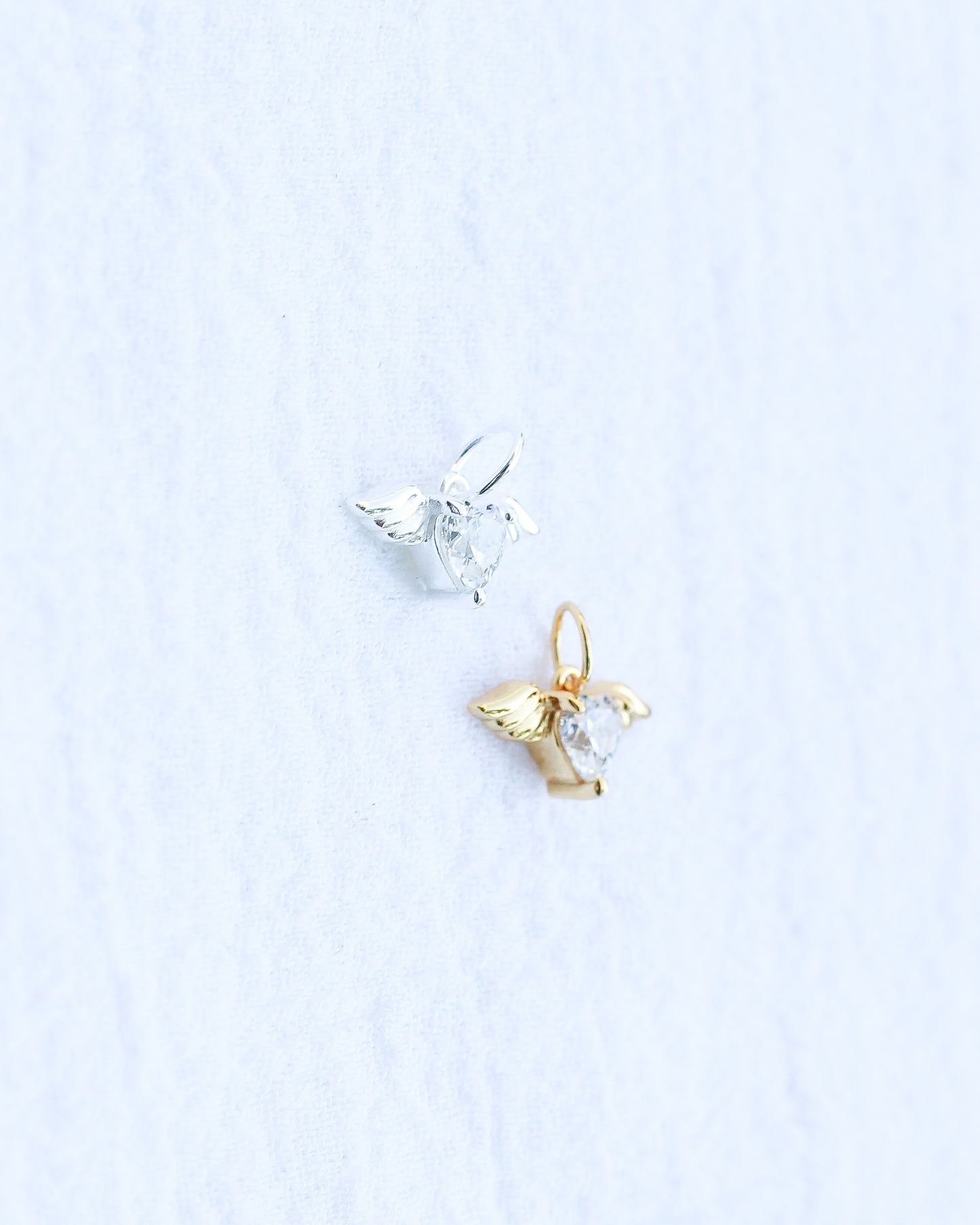 Angel Wings with CZ Heart Charm, CH112