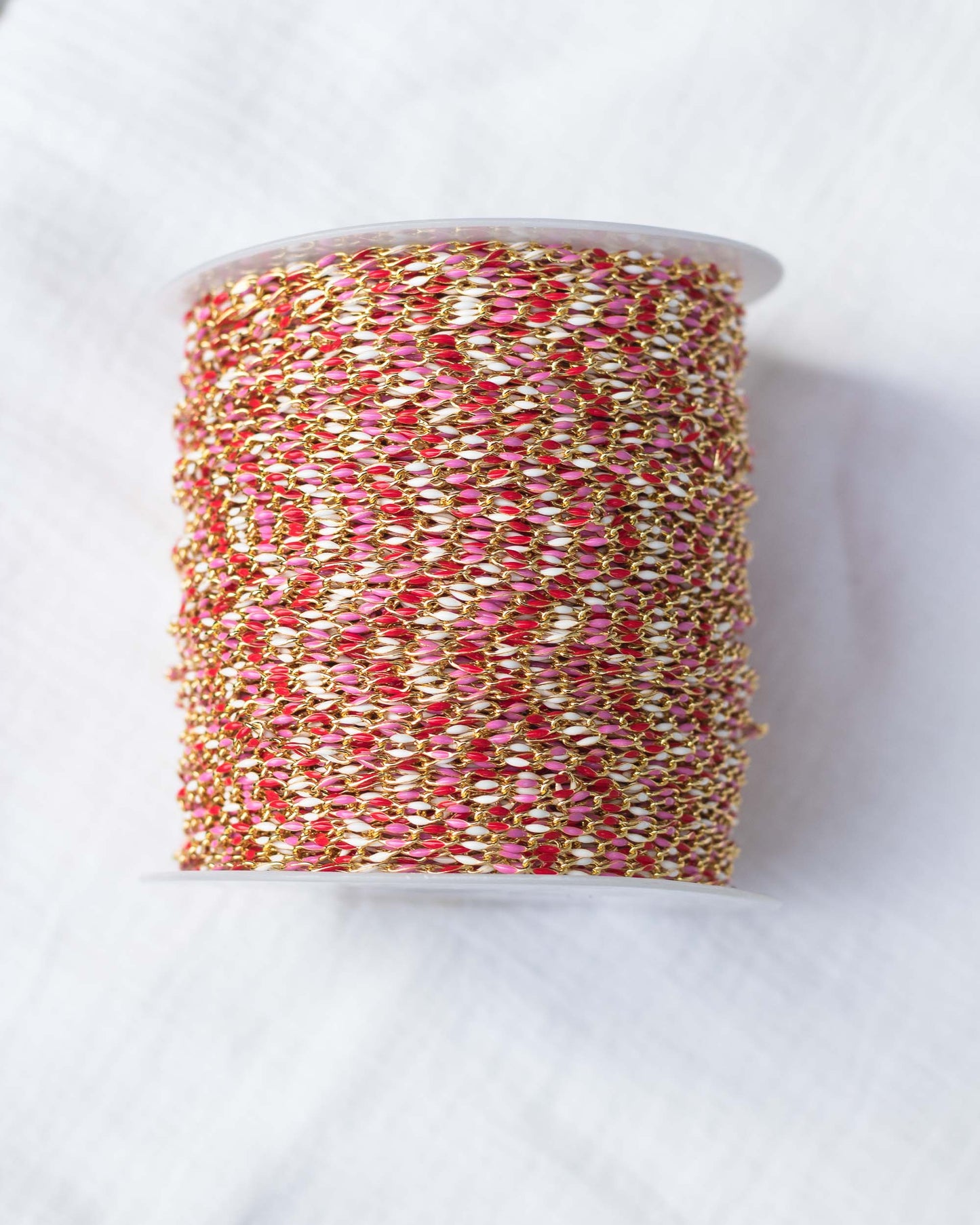 Red, Pink, White Gold Plated Enamel Chain, GP139