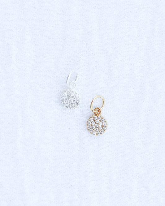 White CZ Pave Disc Charm, CH115