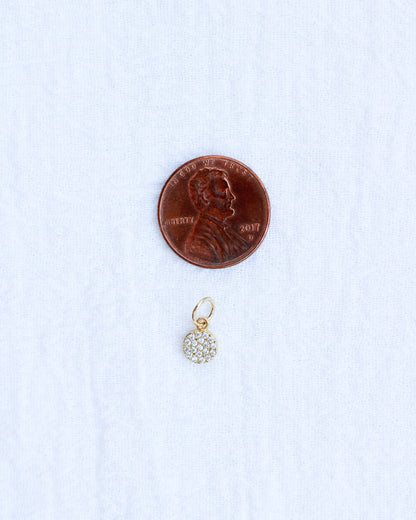 White CZ Pave Disc Charm, CH115