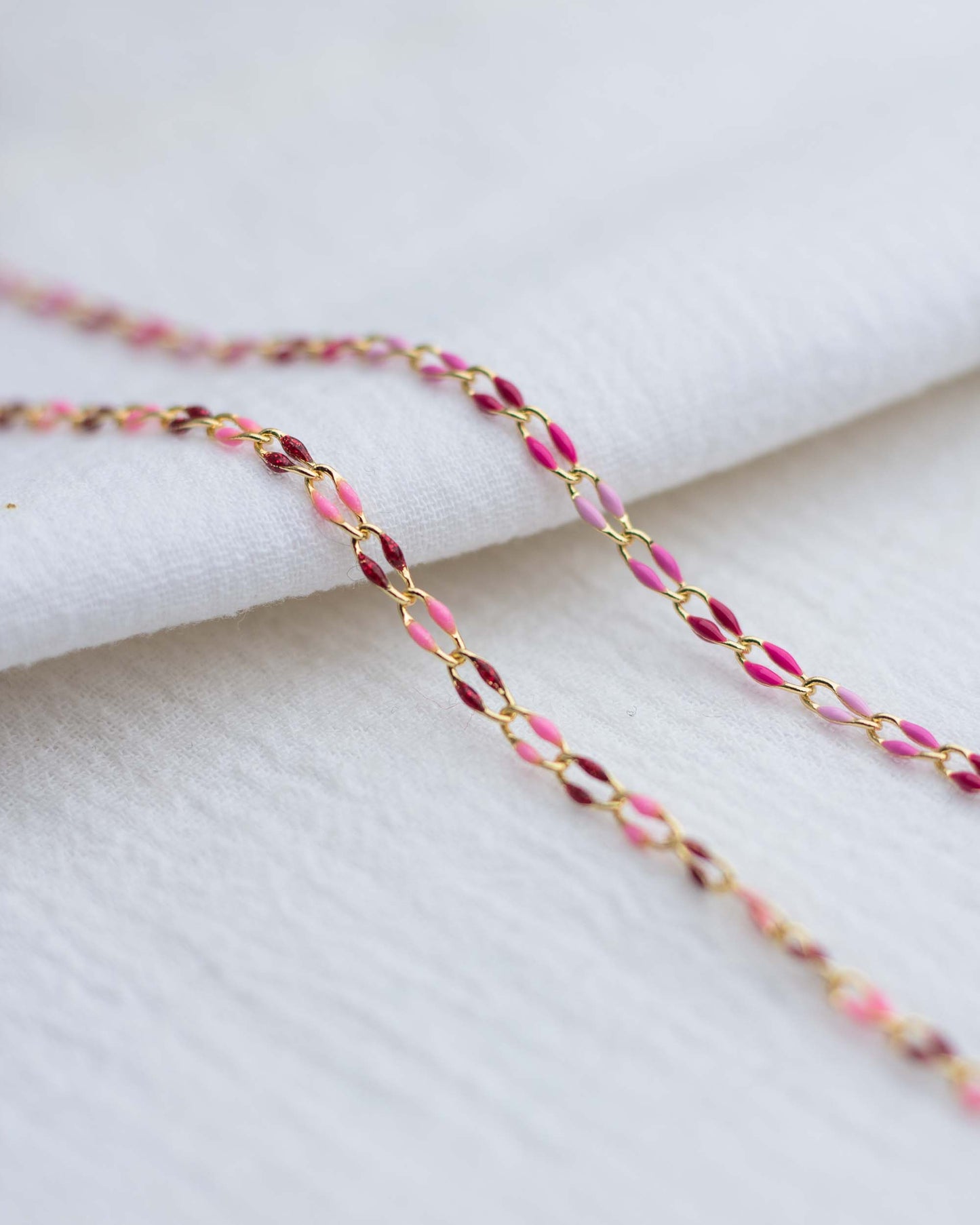 Pink and Red with Glitter Enamel Chain, GP137