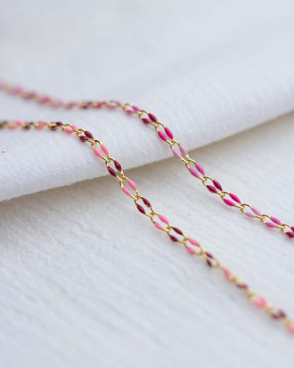 Pink and Red with Glitter Enamel Chain, GP137