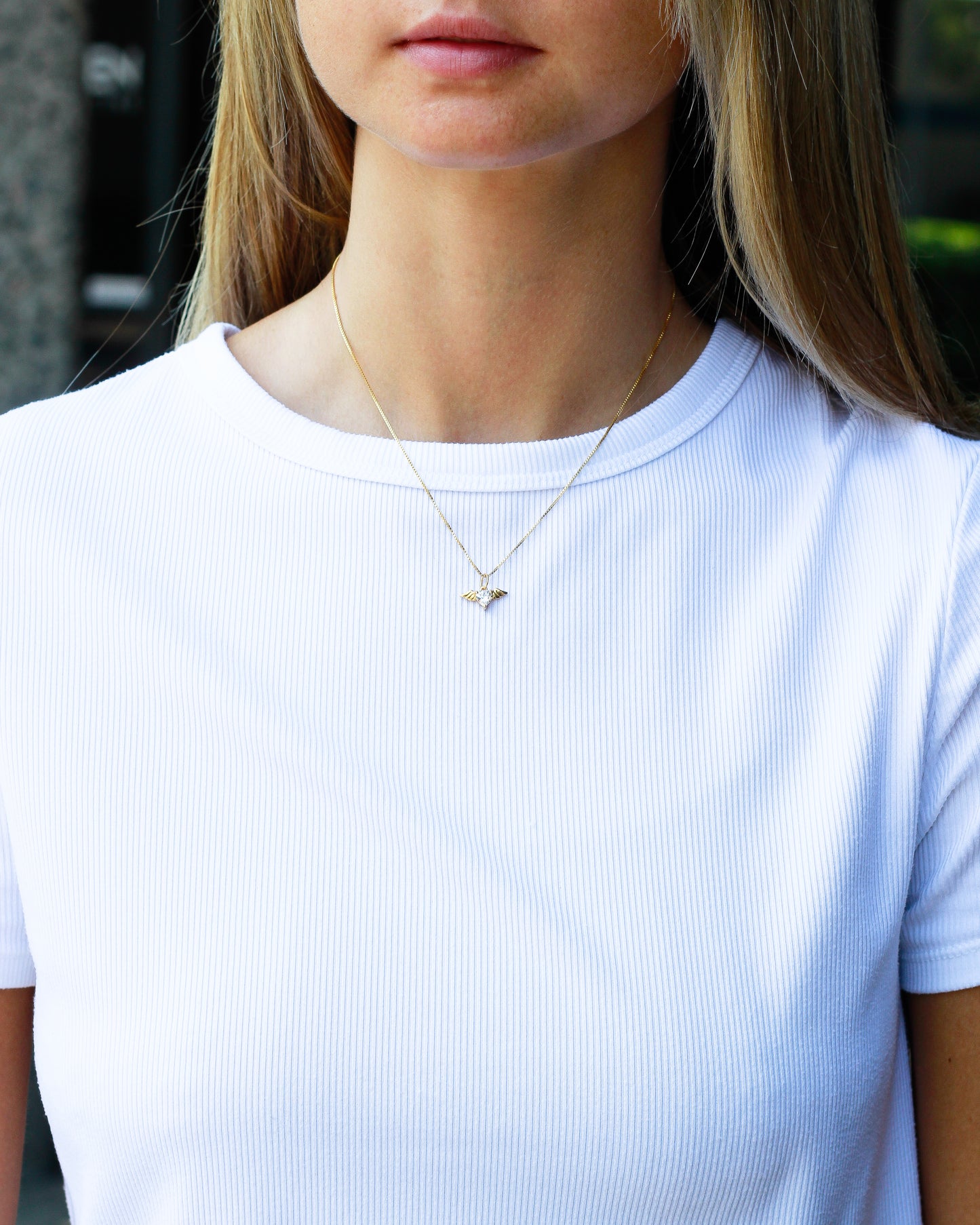 Angel Wings with CZ Heart Charm, CH112