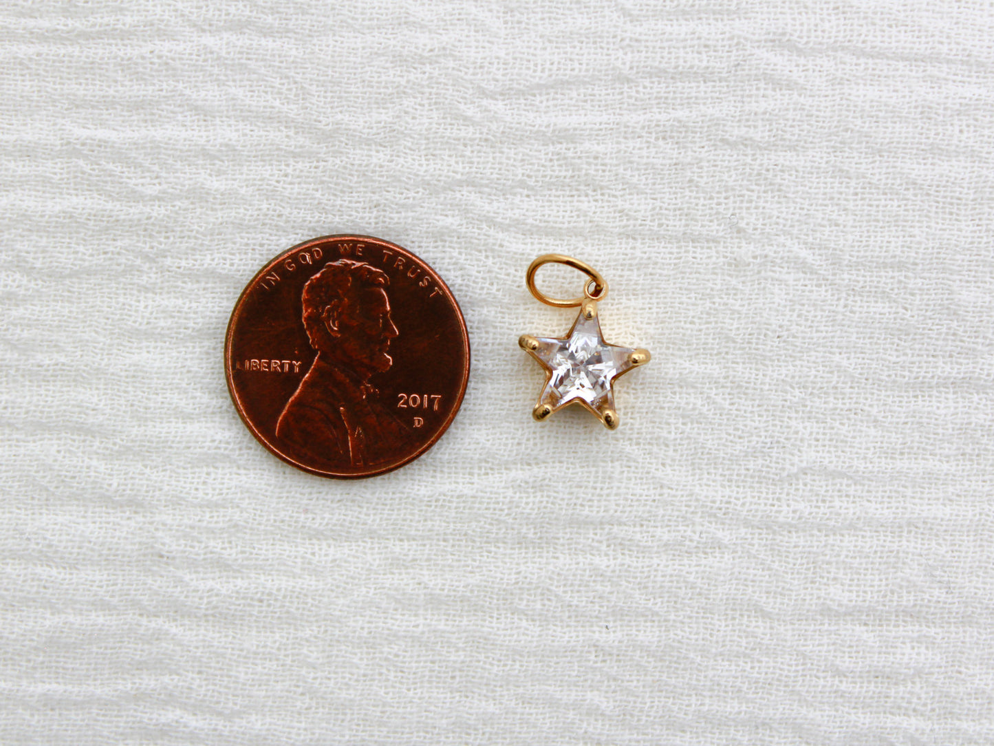 Star PVD Charm, White Zircon, CH321