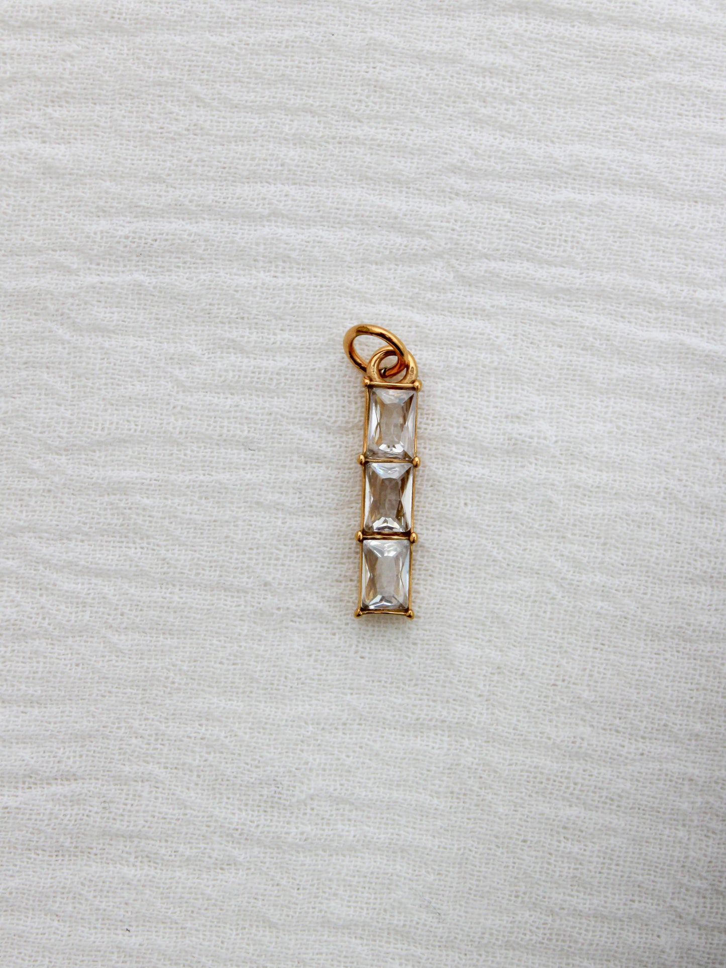Triple Rectangle PVD Charm, white zircon, CH322