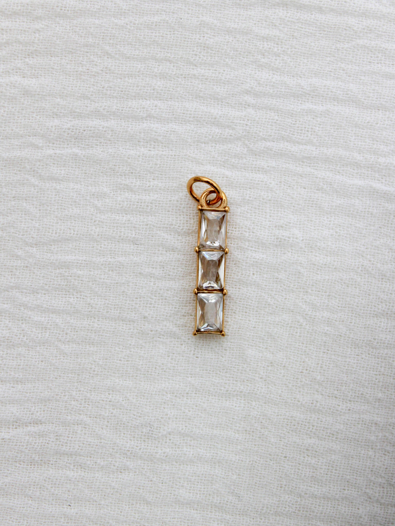 Triple Rectangle PVD Charm, white zircon, CH322