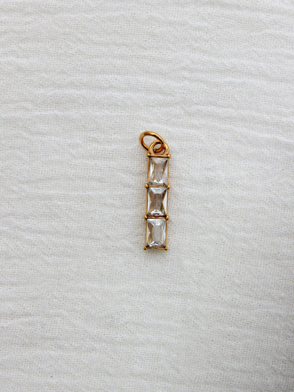 Triple Rectangle PVD Charm, white zircon, CH322