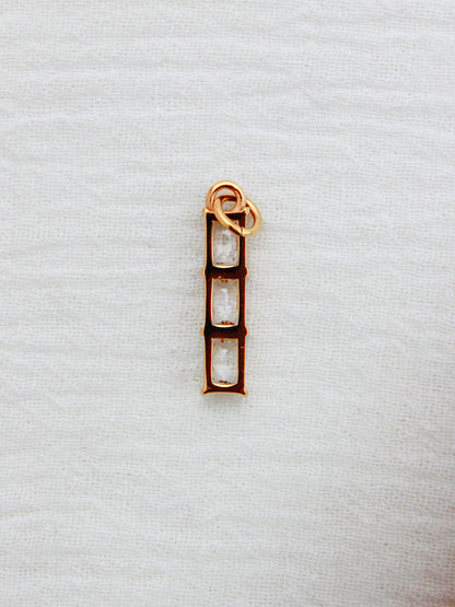 Triple Rectangle PVD Charm, white zircon, CH322