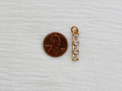 Triple Rectangle PVD Charm, white zircon, CH322
