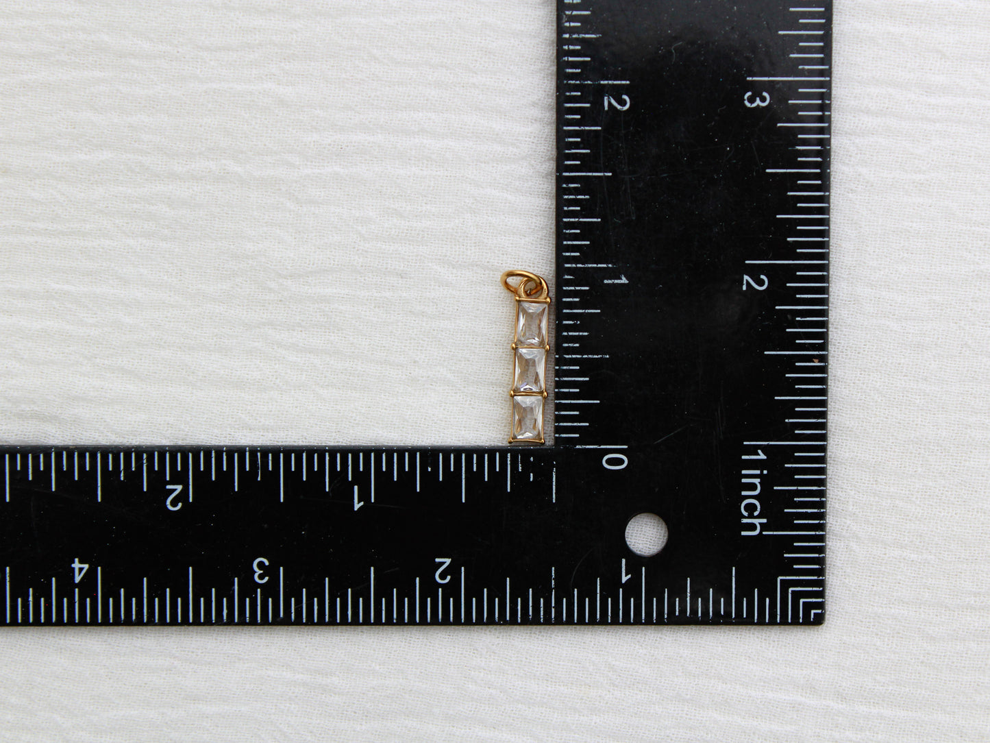 Triple Rectangle PVD Charm, white zircon, CH322