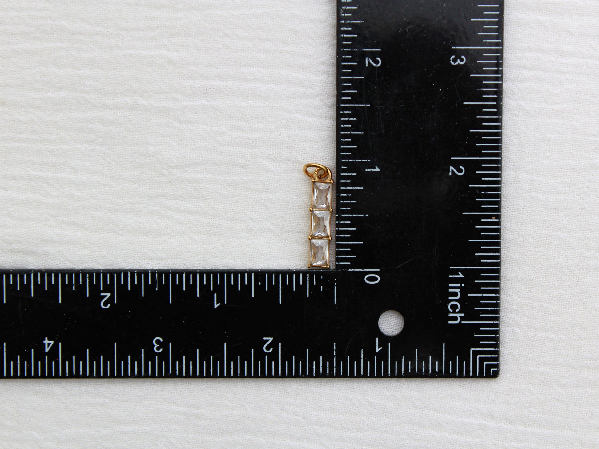 Triple Rectangle PVD Charm, white zircon, CH322