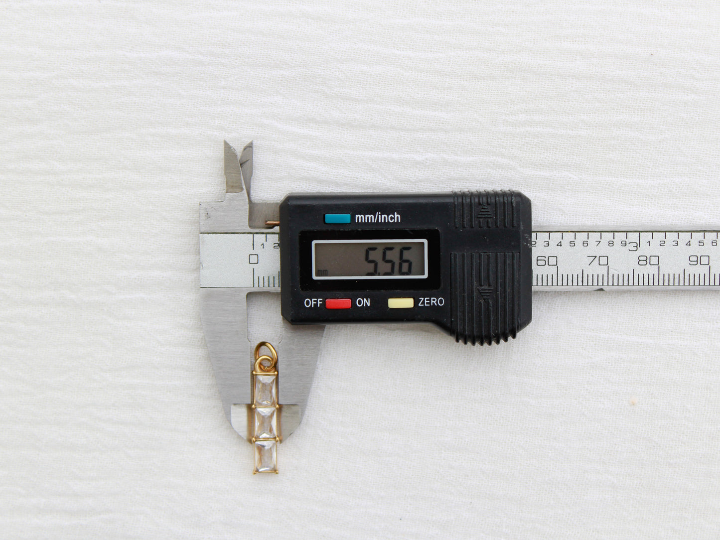 Triple Rectangle PVD Charm, white zircon, CH322
