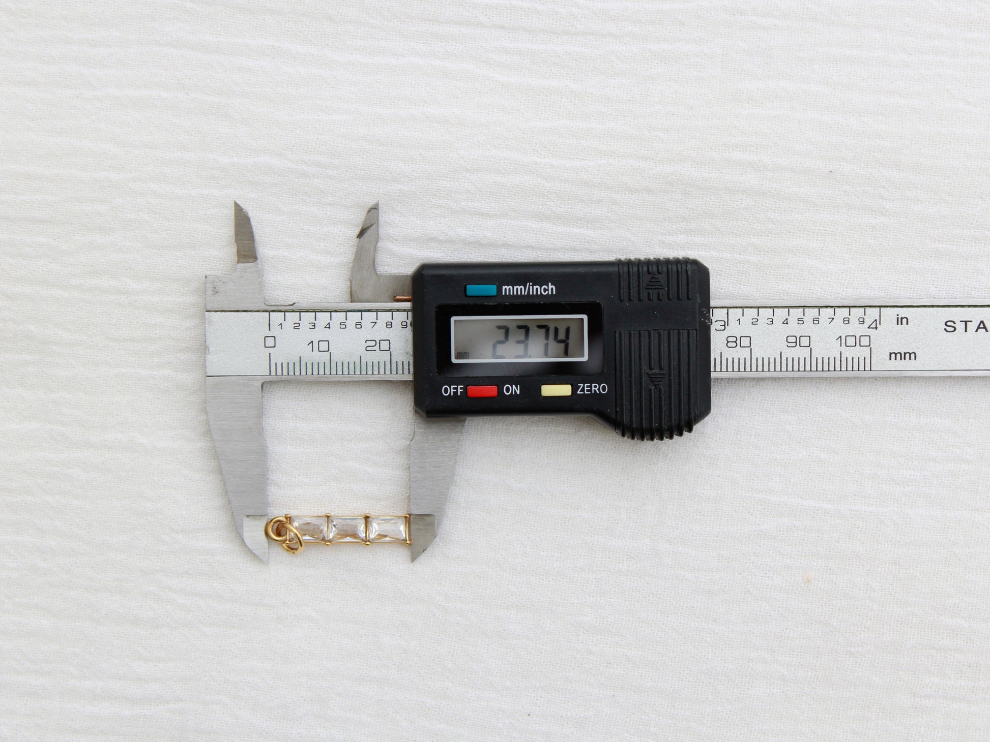 Triple Rectangle PVD Charm, white zircon, CH322
