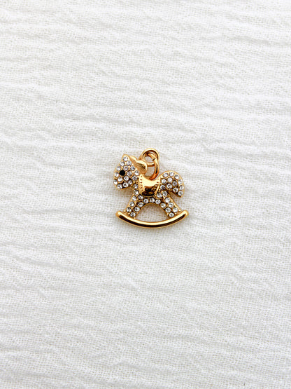 Rocking Horse PVD Charm, White Zircon, CH326