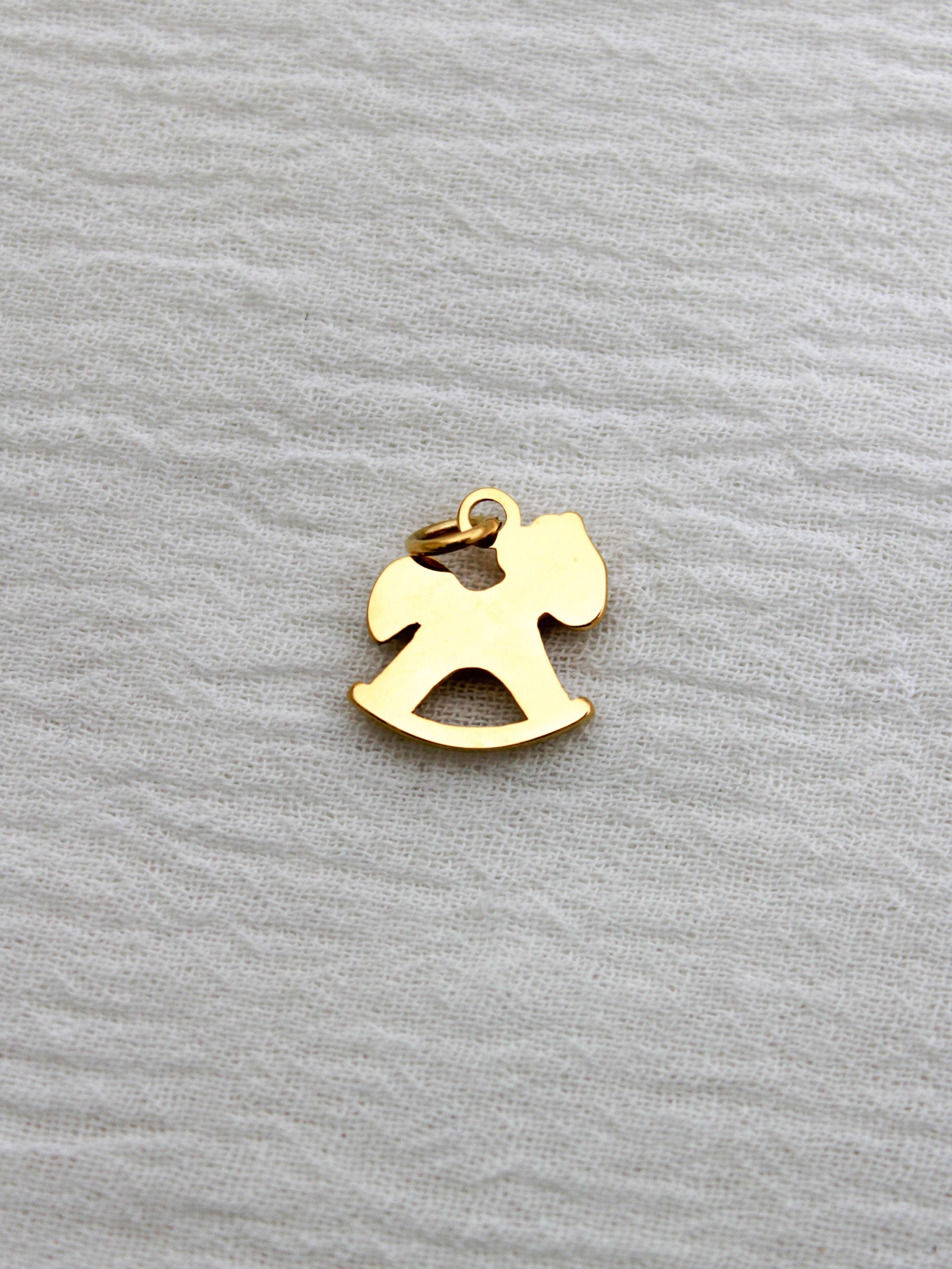 Rocking Horse PVD Charm, White Zircon, CH326