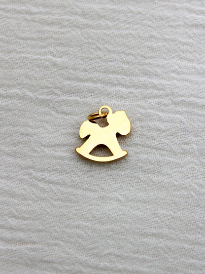 Rocking Horse PVD Charm, White Zircon, CH326