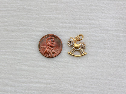 Rocking Horse PVD Charm, White Zircon, CH326