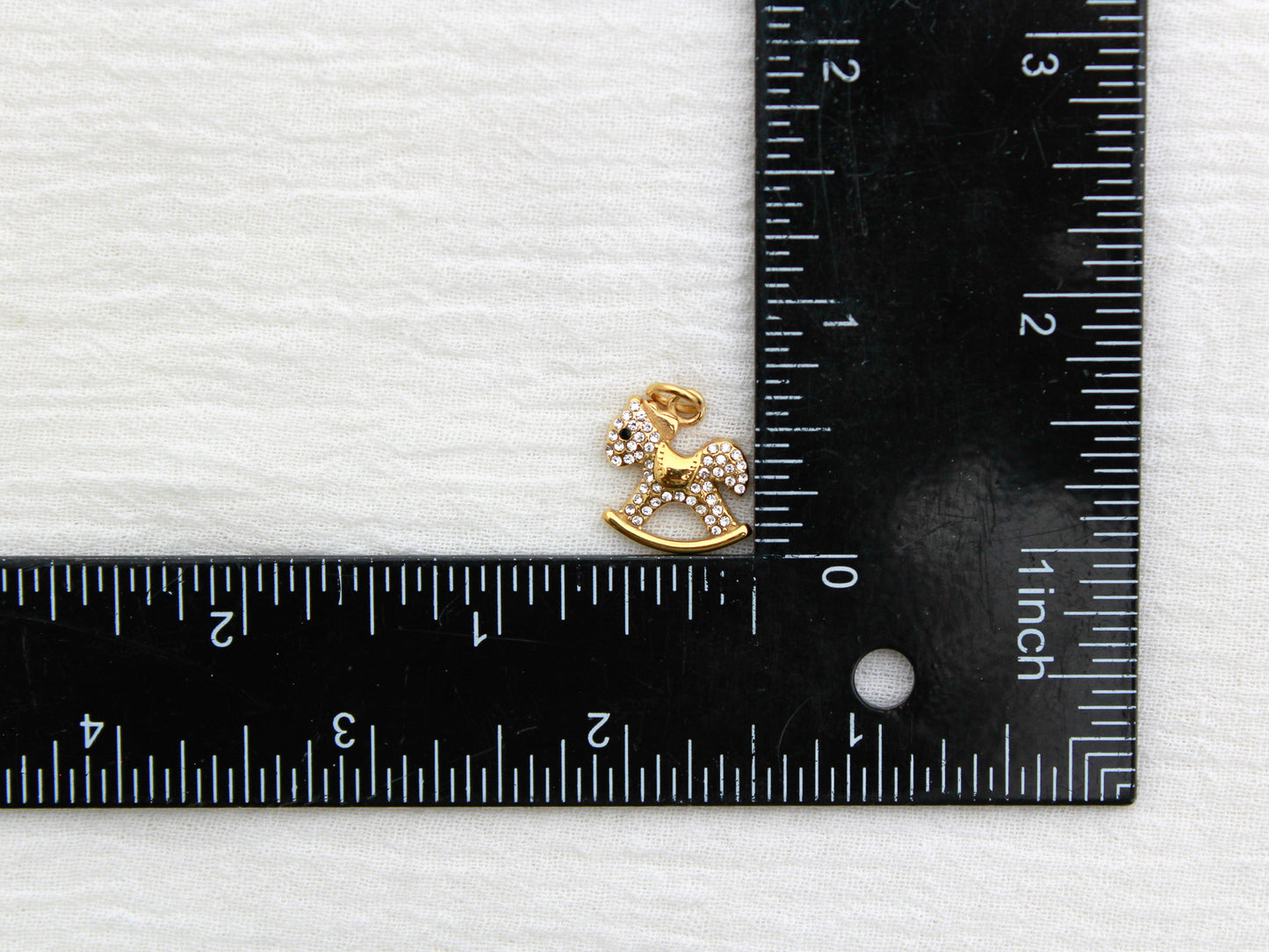 Rocking Horse PVD Charm, White Zircon, CH326
