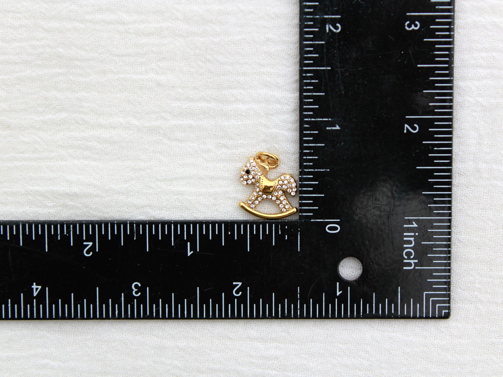Rocking Horse PVD Charm, White Zircon, CH326