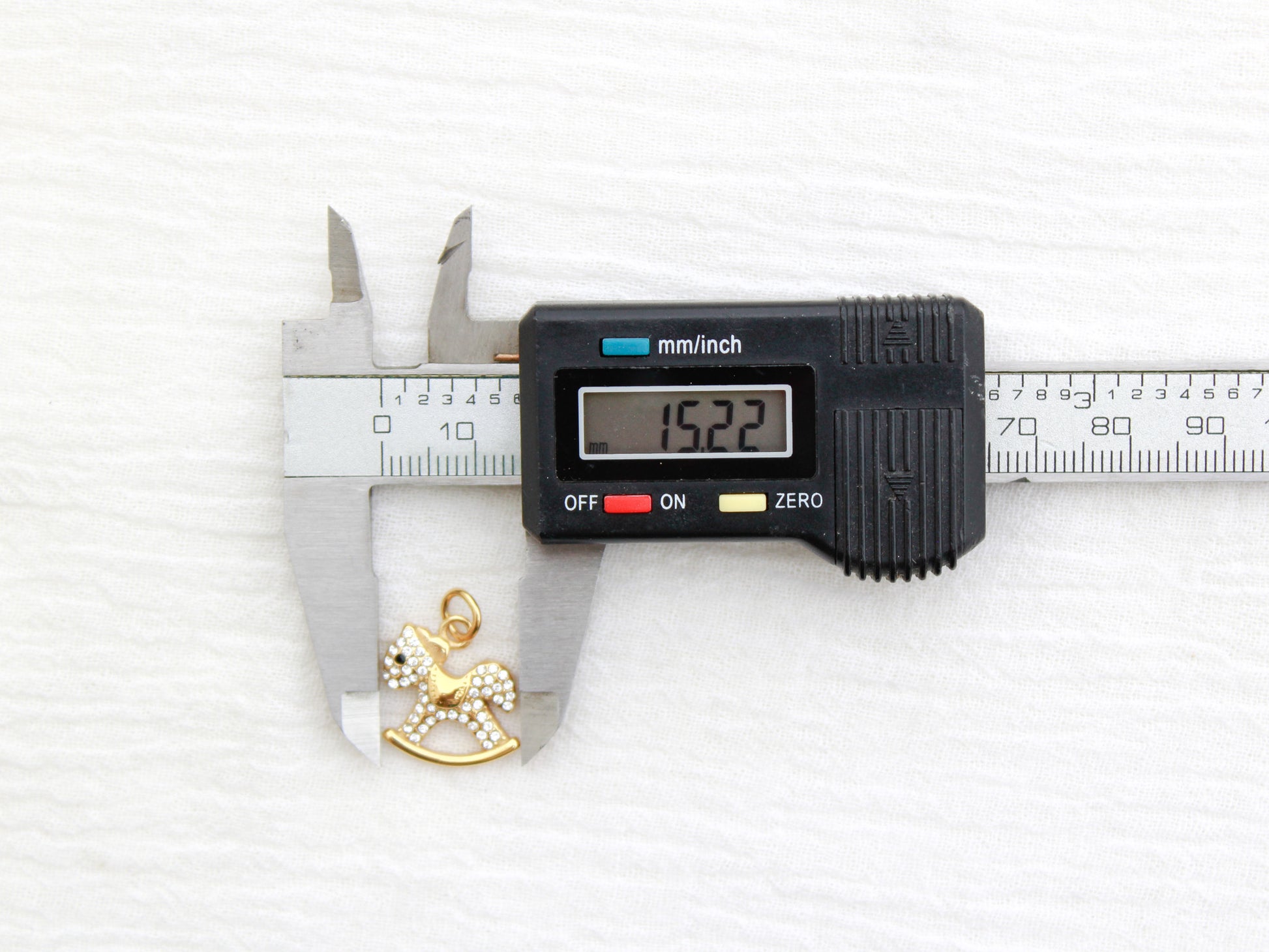 Rocking Horse PVD Charm, White Zircon, CH326