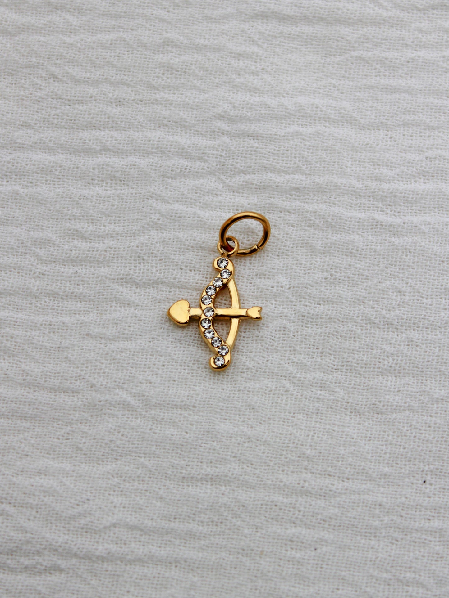 Bow & Arrow PVD Charm, White Zircon, CH329