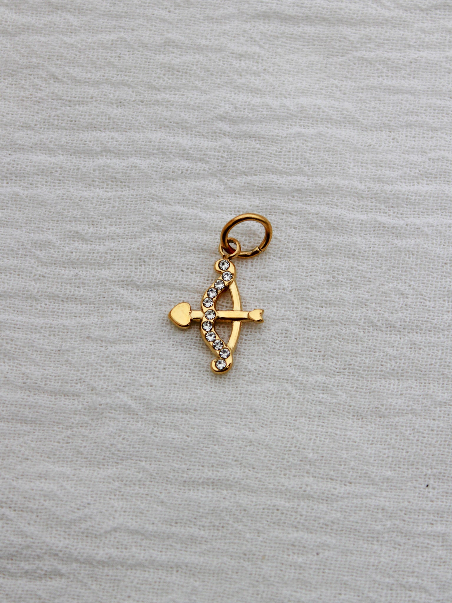 Bow & Arrow PVD Charm, White Zircon, CH329