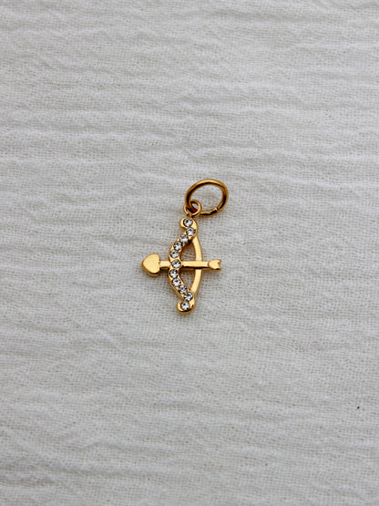 Bow & Arrow PVD Charm, White Zircon, CH329