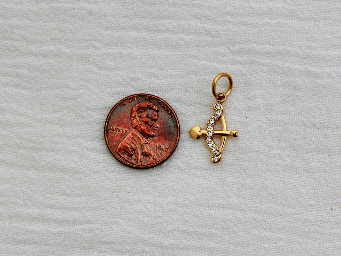 Bow & Arrow PVD Charm, White Zircon, CH329