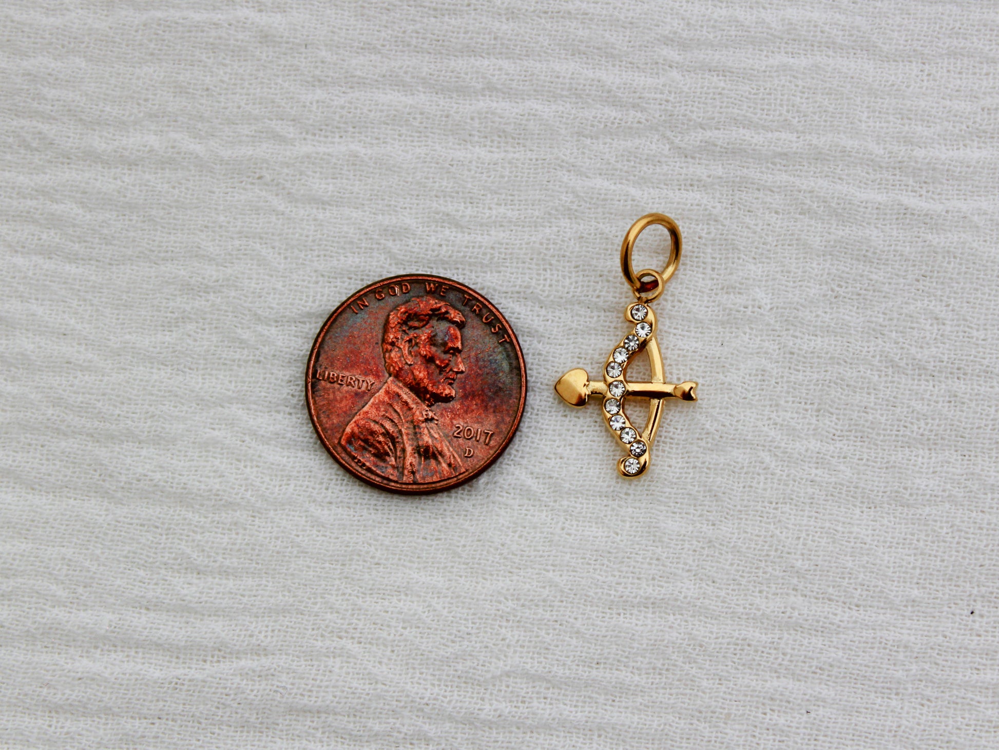 Bow & Arrow PVD Charm, White Zircon, CH329