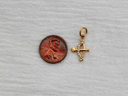 Bow & Arrow PVD Charm, White Zircon, CH329