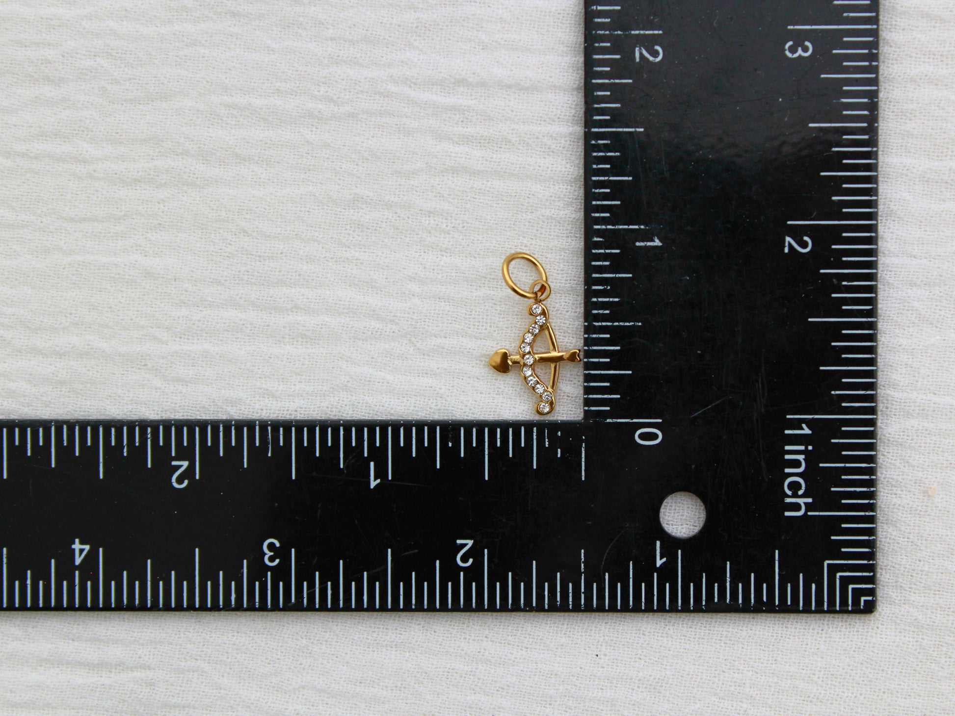Bow & Arrow PVD Charm, White Zircon, CH329