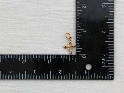 Bow & Arrow PVD Charm, White Zircon, CH329