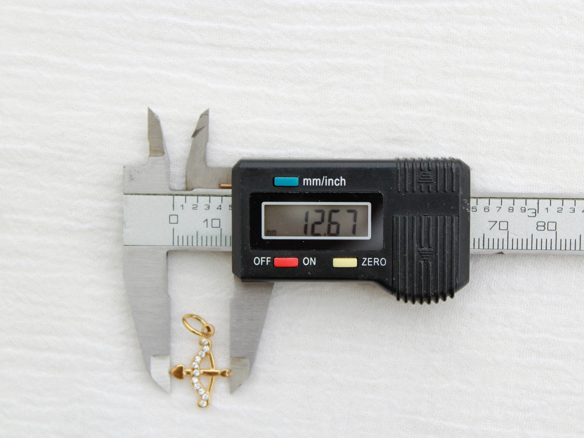 Bow & Arrow PVD Charm, White Zircon, CH329