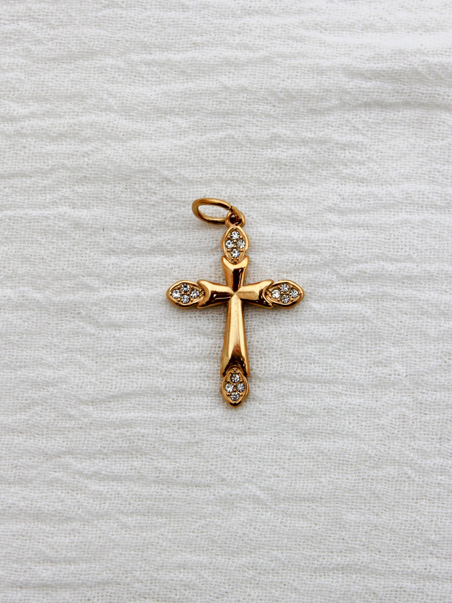 Cross PVD Charm, White Zircon, CH328
