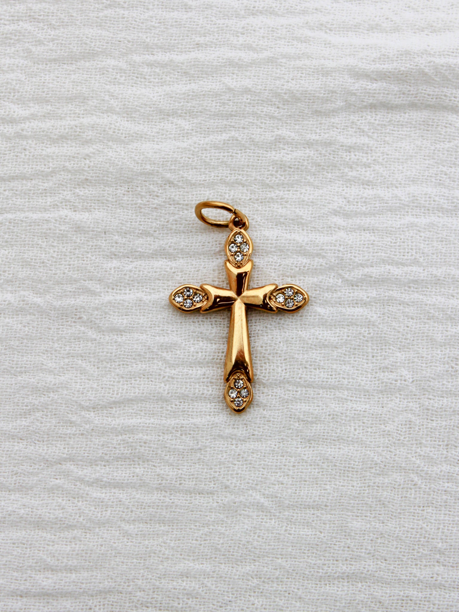 Cross PVD Charm, White Zircon, CH328